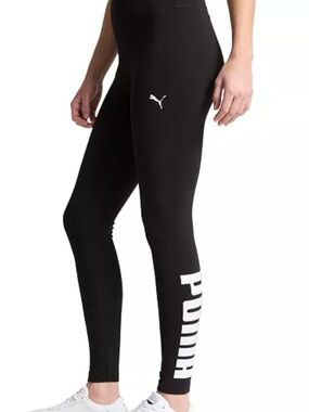 PUMA Black Athletic Logo Tights Size S NWT